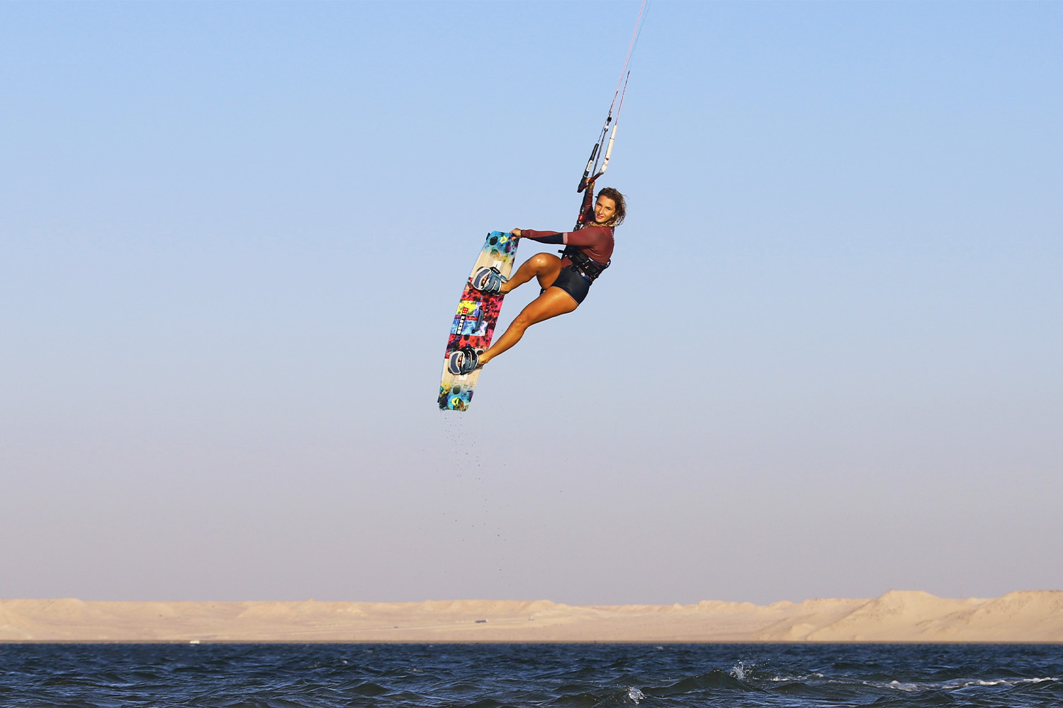 a kitesurfer on the spot in front of ION CLUB Dakhla Lassarga