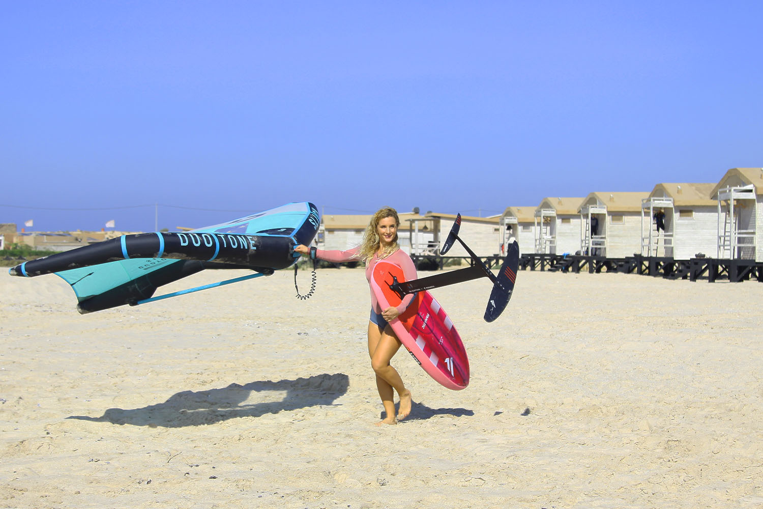 wingsurfer on the beach in front of the ION CLUB DAKHLA LASSARGA
