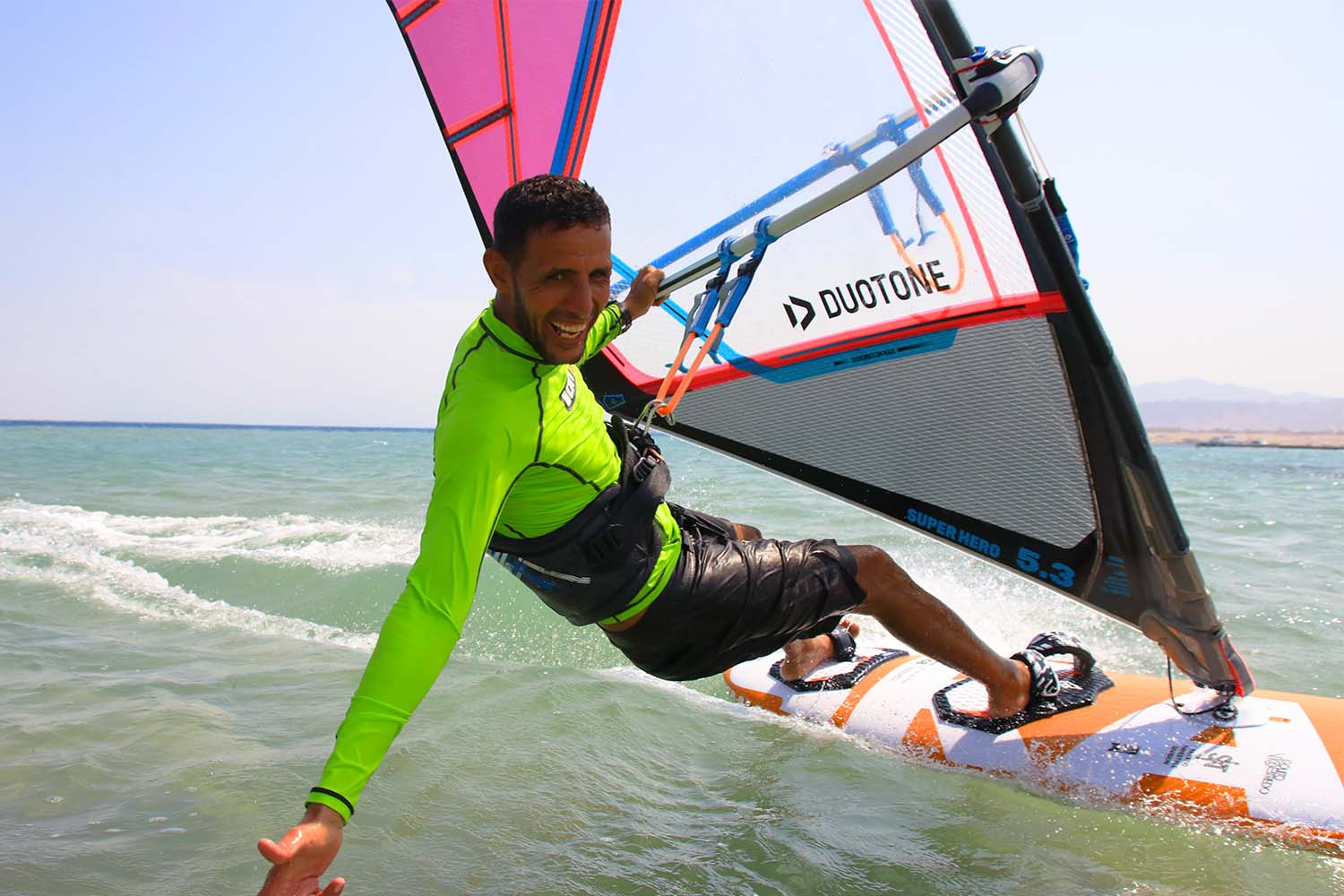 a windsurfer on the spot in fornt of the ION CLUB Safaga