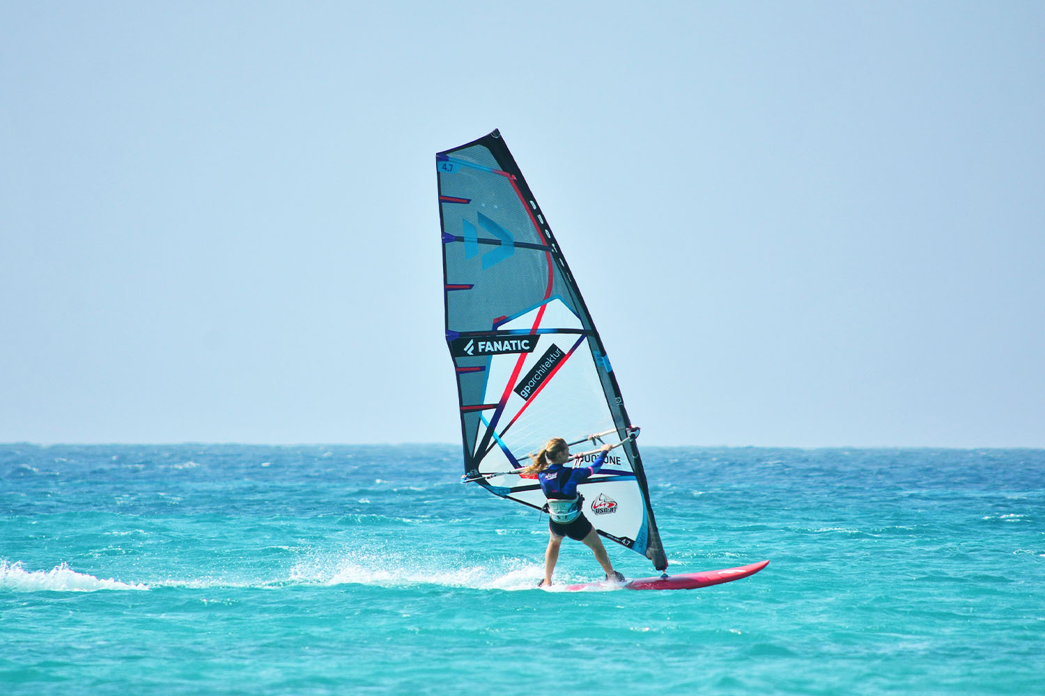 windsurfer on the water in front on ION CLUB Cabo Verde