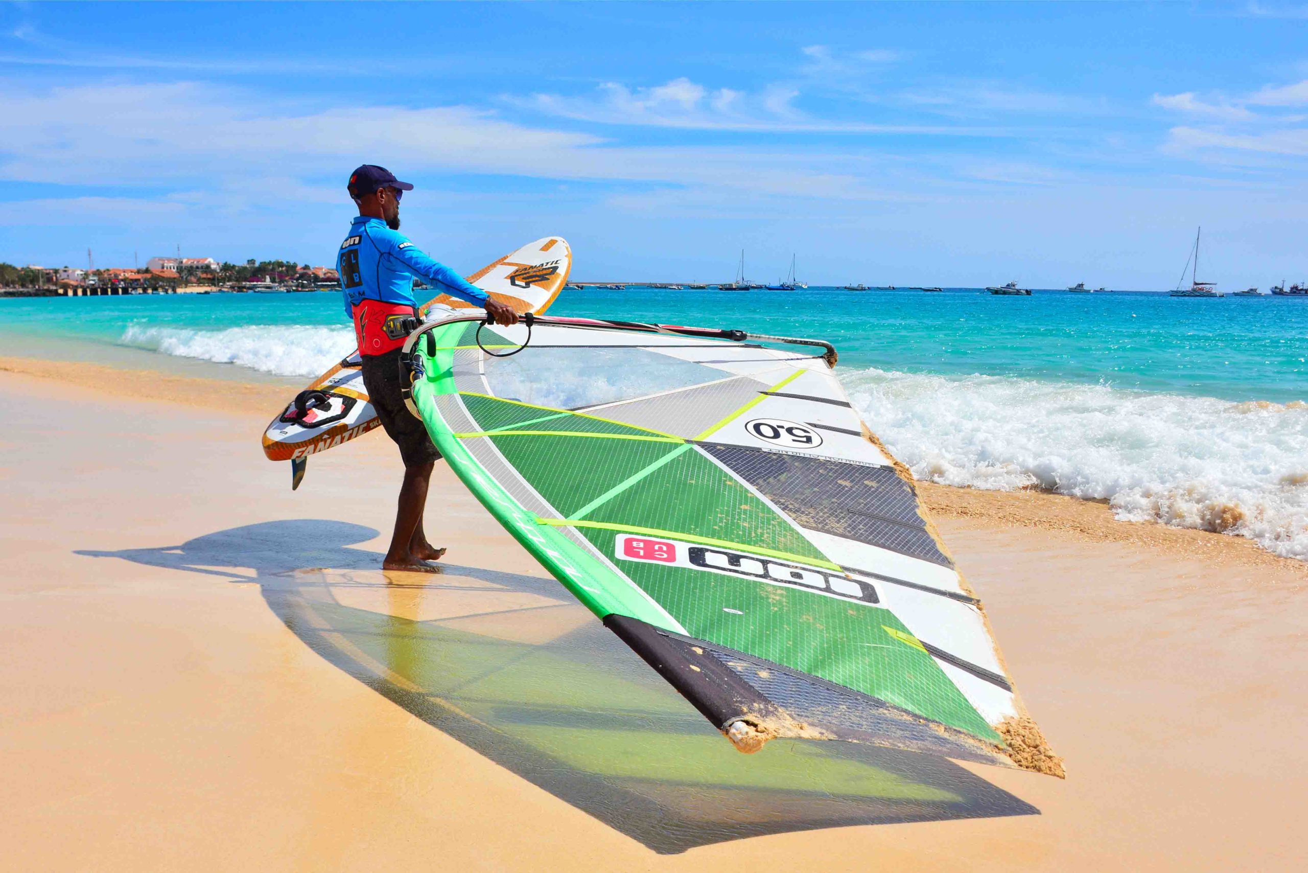 windsurfer on the beach in front of ION CLUB Sal Cape Verde