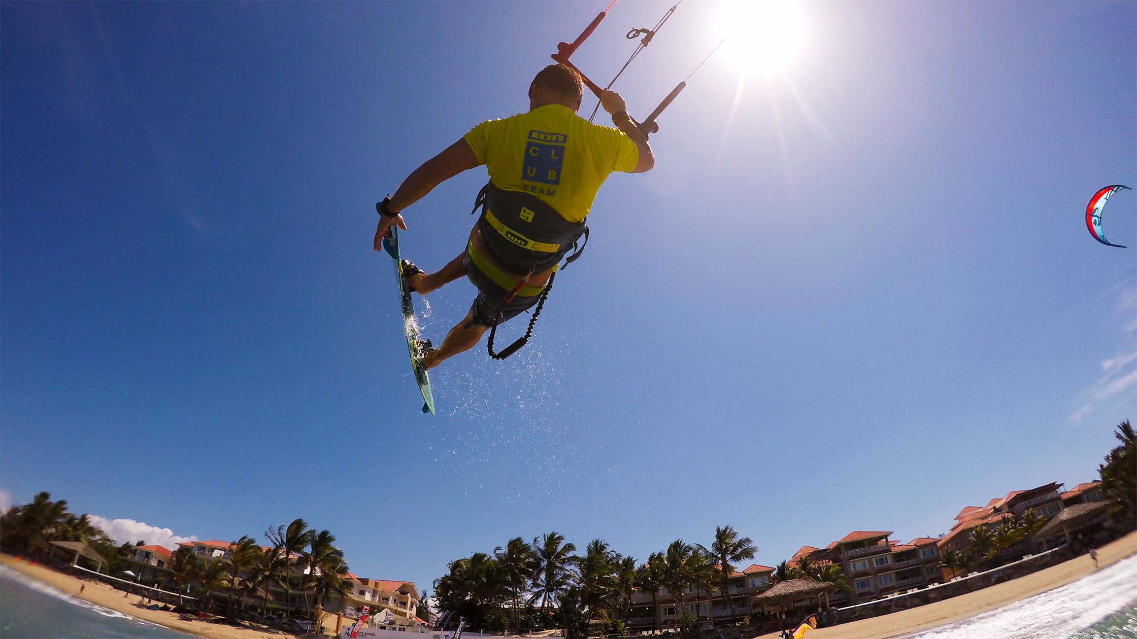 kitesurfer on the wind spot of ION CLUB Cabarete