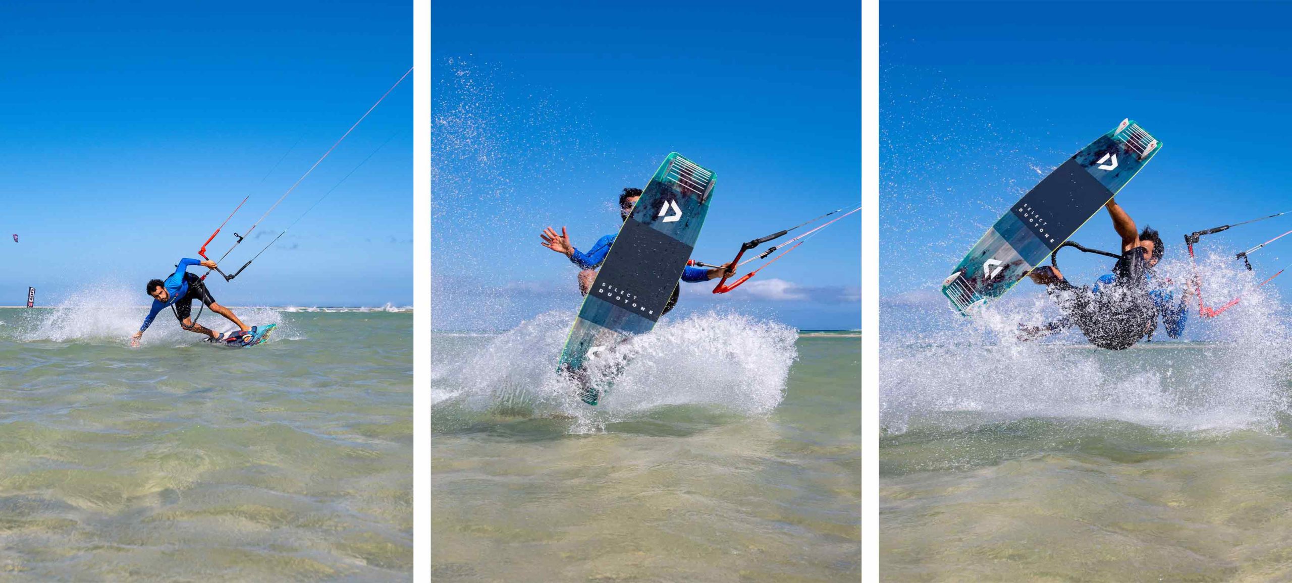 kitesurfing-jump-course-2022 kitesurfing instructor is precticing how to do a trick during an advance course and he is falling