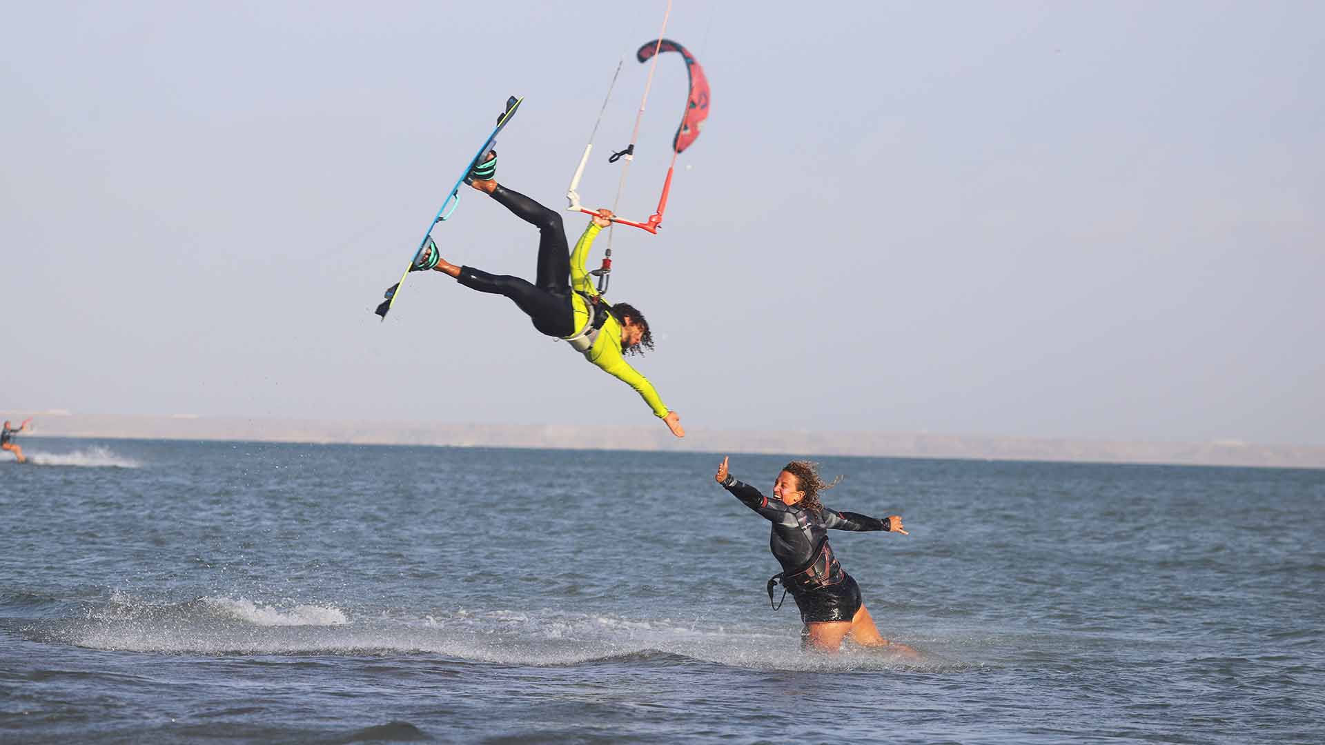 kitesurf in action on the spot of dakhla lassarga