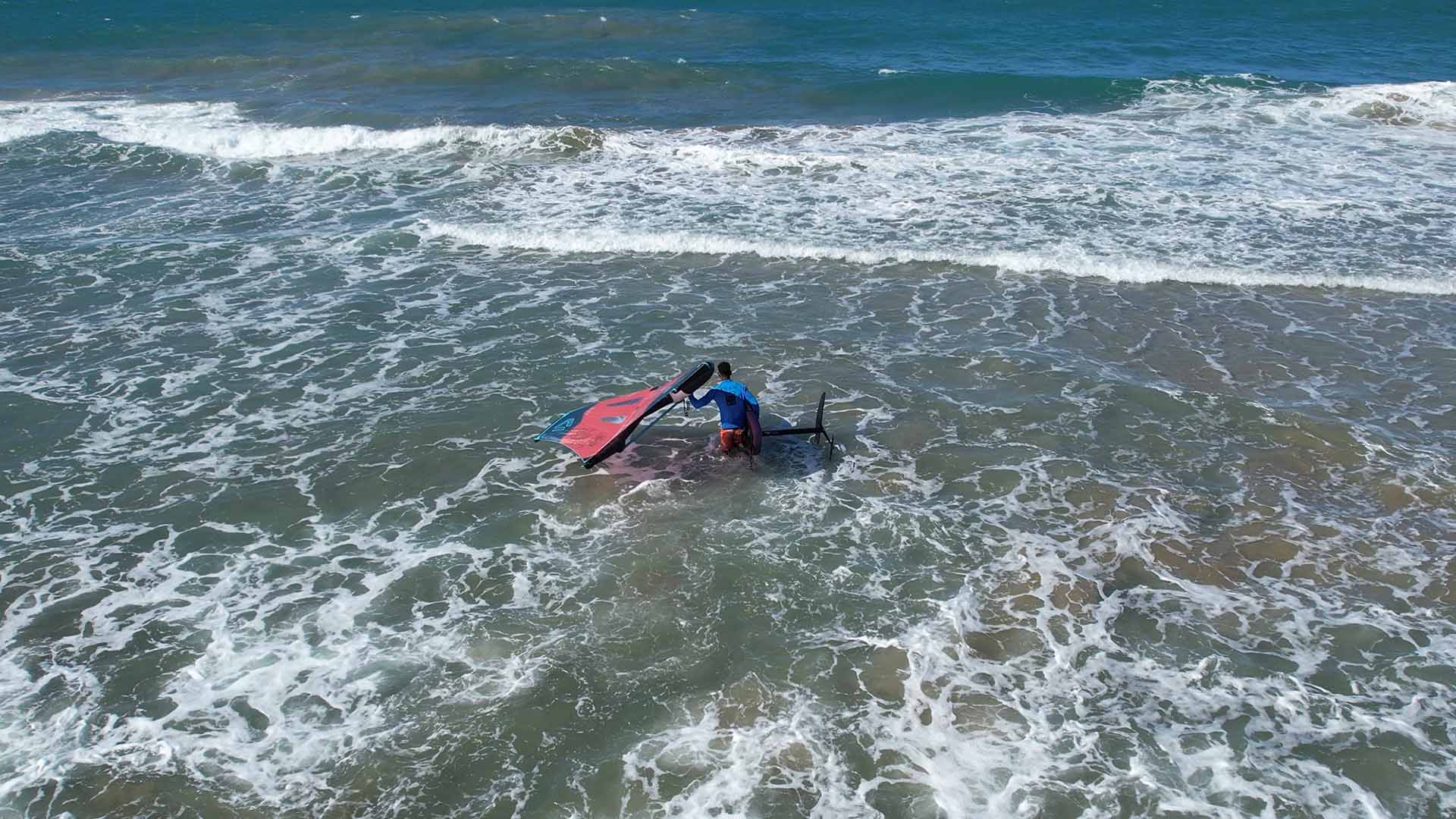 wingfoil cabarete spot with blue sky and water