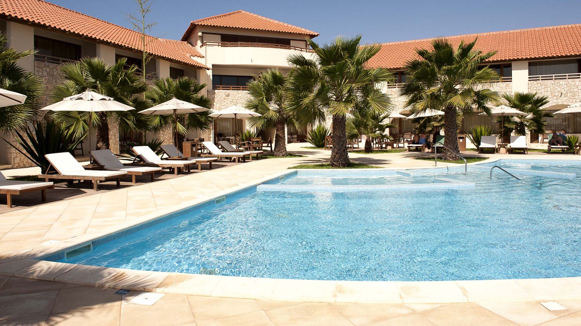 swimming pool in cape verde with palmers