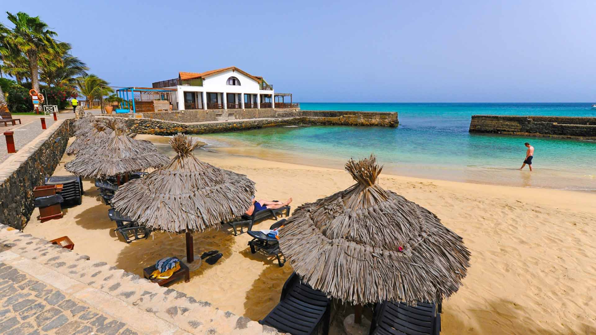 beach in ponta leme in sal with blue water