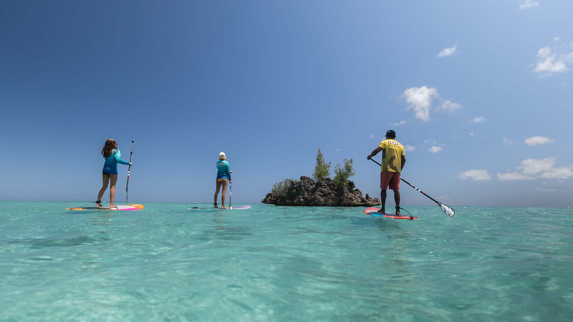 sup3 sup with friends in cyrstal clear water of Mauritius