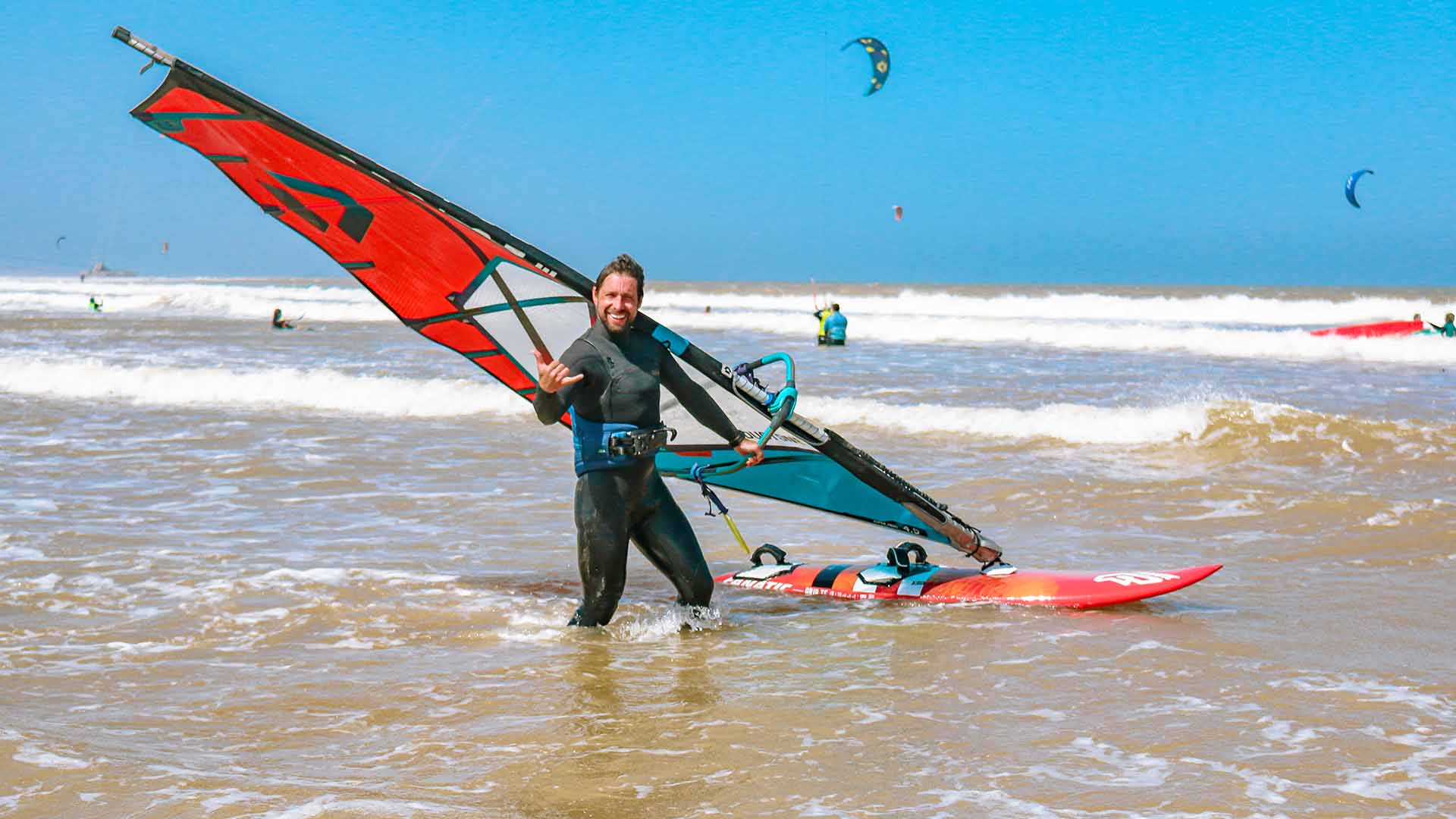 essaouira windsurfer smiling on the water