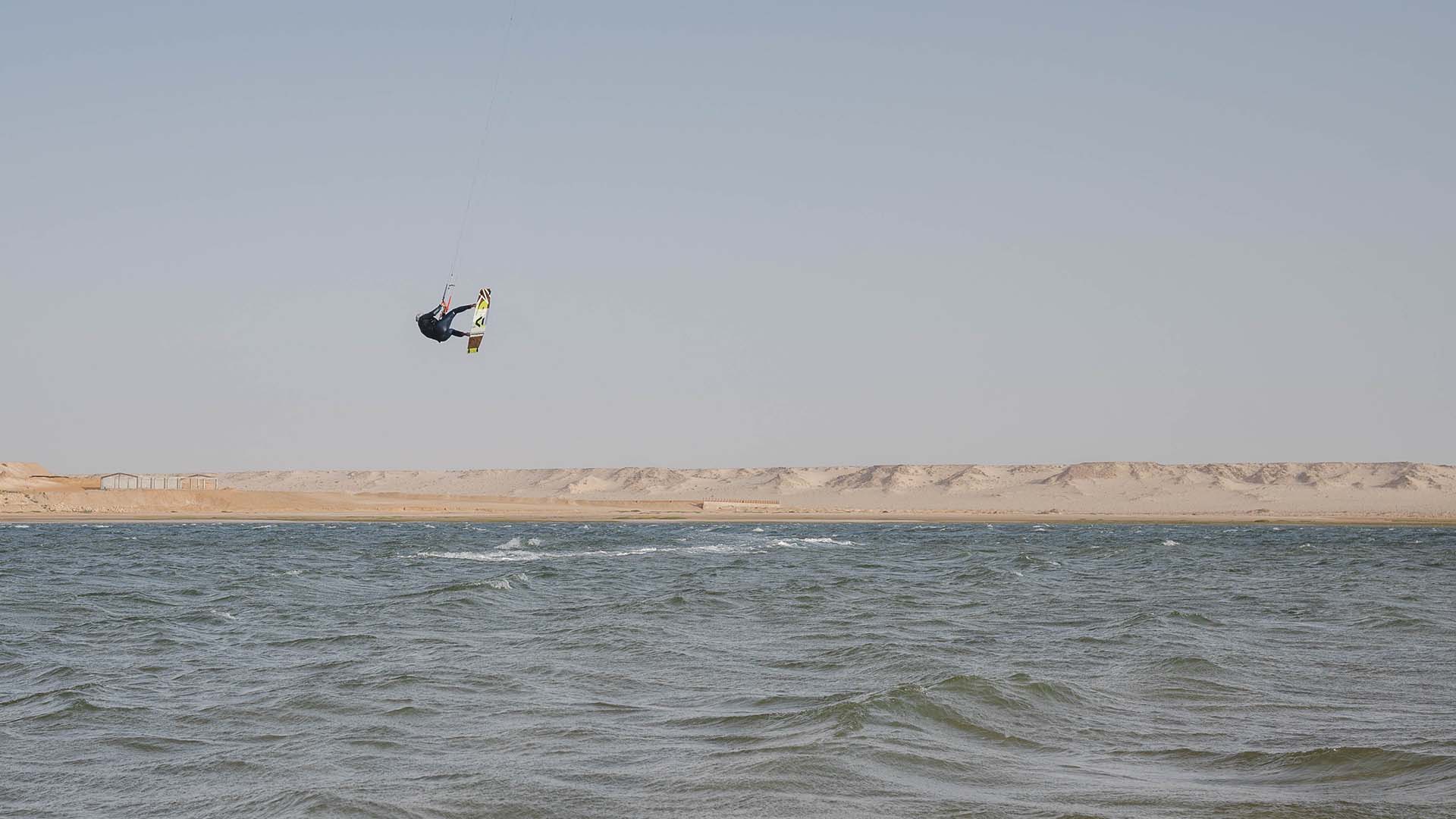 kitesurfer happy in white dune dakhla